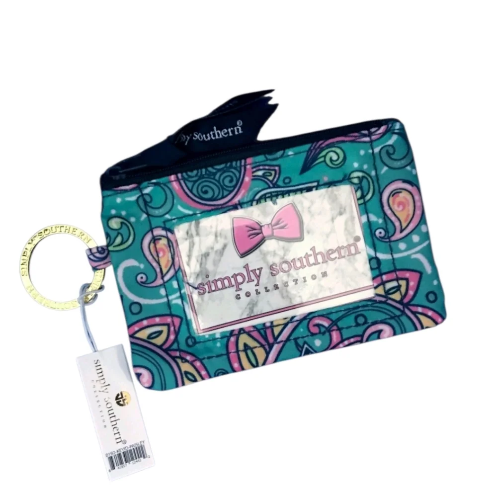 Simply Southern Blue and Pink Paisley Pouch Set NWT